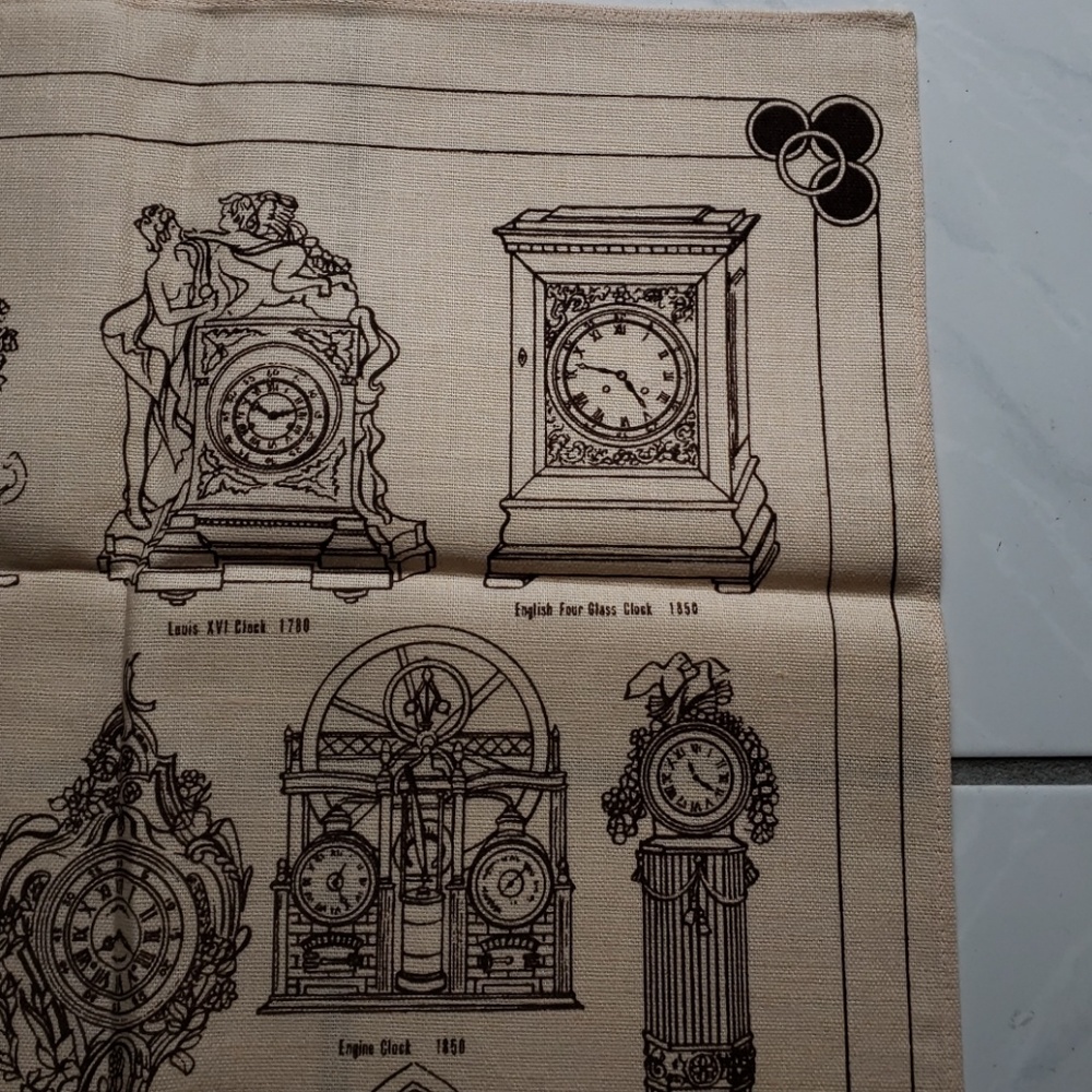 Unique vintage "clock" kitchen towel - Picture 3 of 8